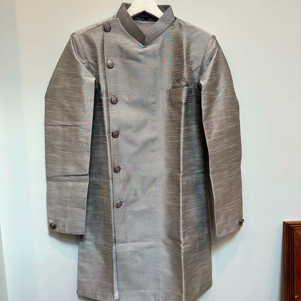 Dupion Silk Sherwani Jacket & Pant Set